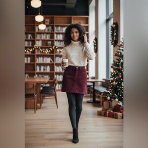 SO Burgundy Corduroy Mini Skirt